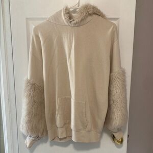 Express Cream Boxy Oversized Long Sleeve Sweatshirt